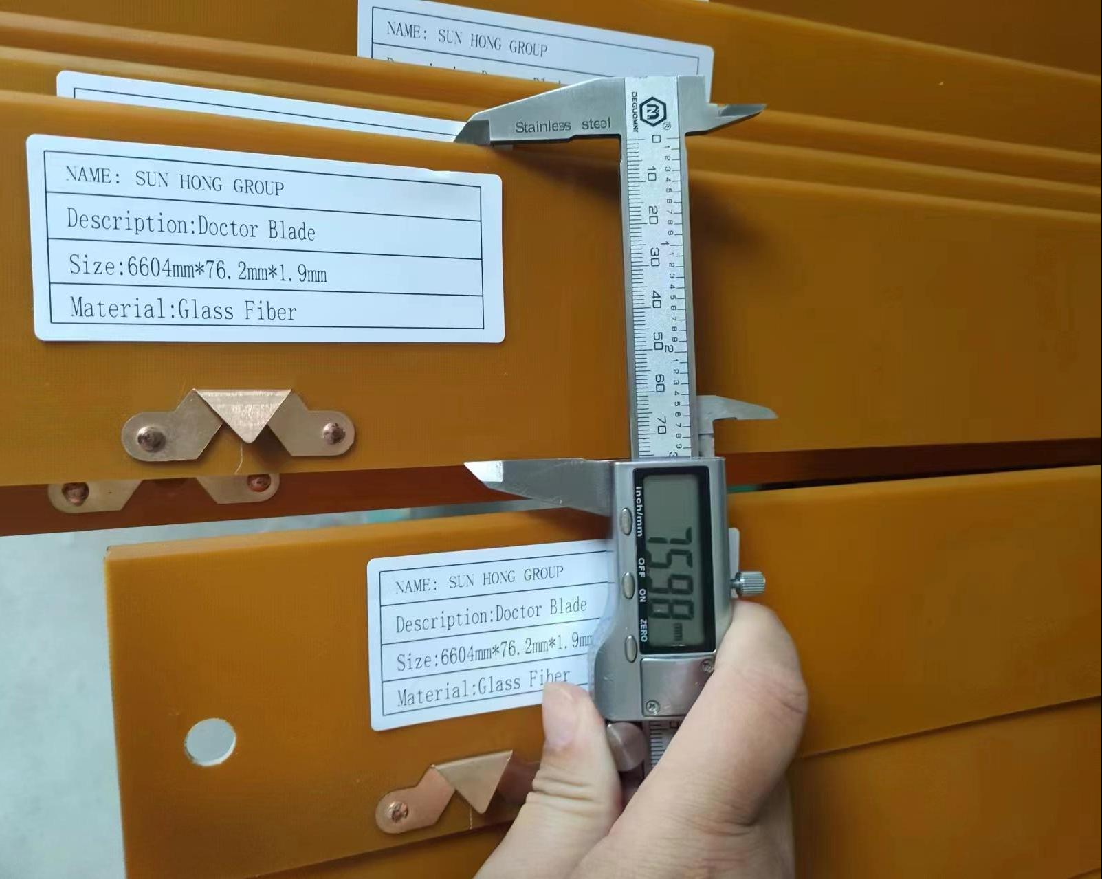 quality control of glass fiber doctor blades